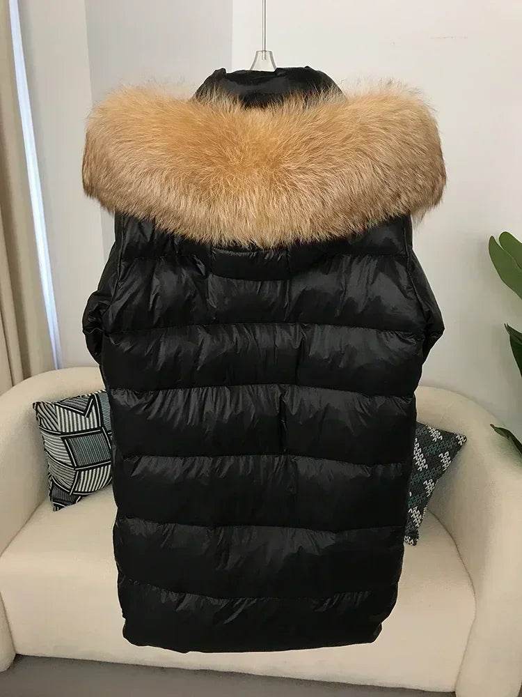 2023 Women’s Thick Winter Jacket - Real Fox Fur Collar, Hooded Design - Buy Center US