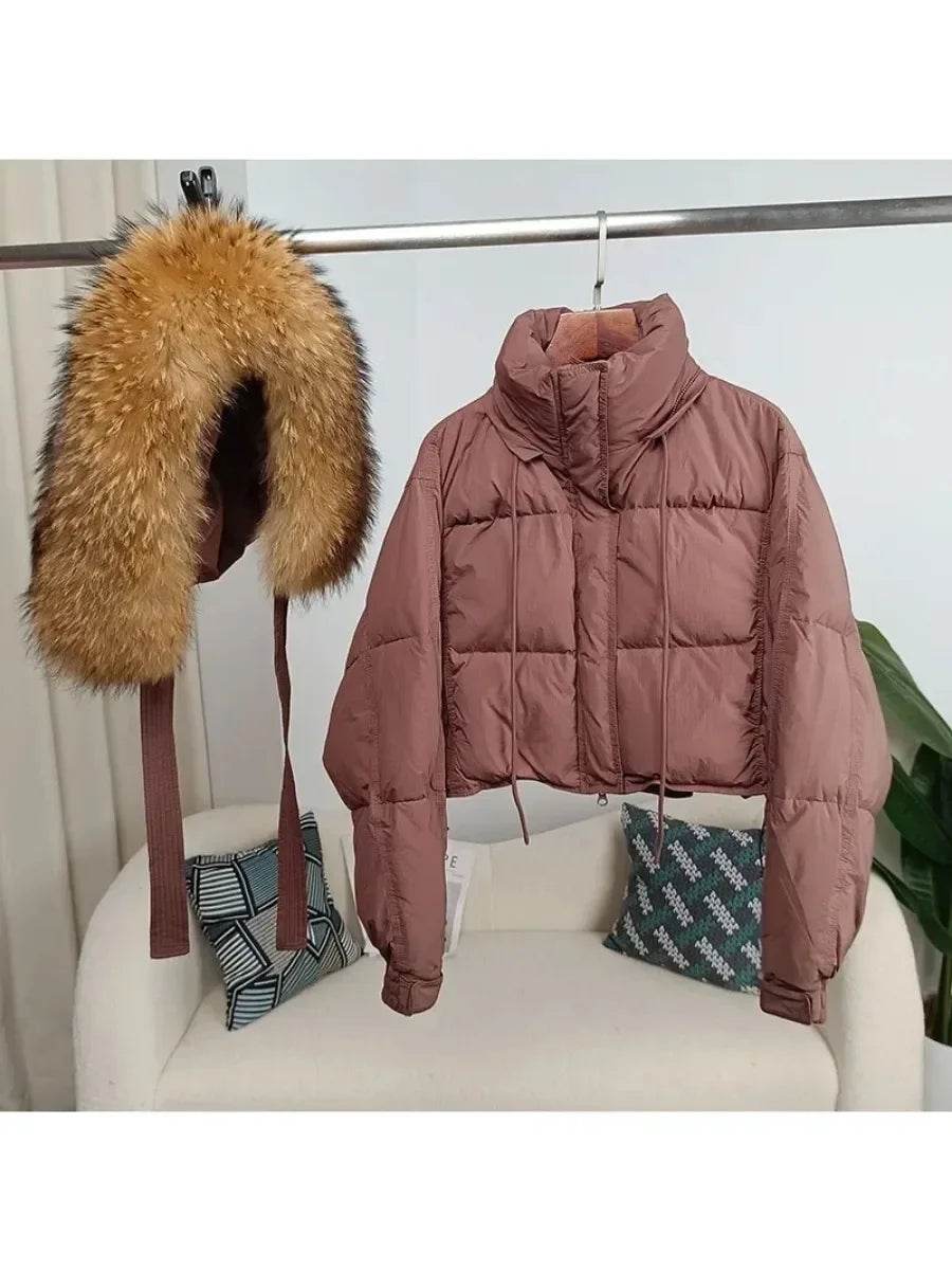 Stylish Women's Winter Jacket - Detachable Fox Fur Hooded Outerwear - Buy Center US