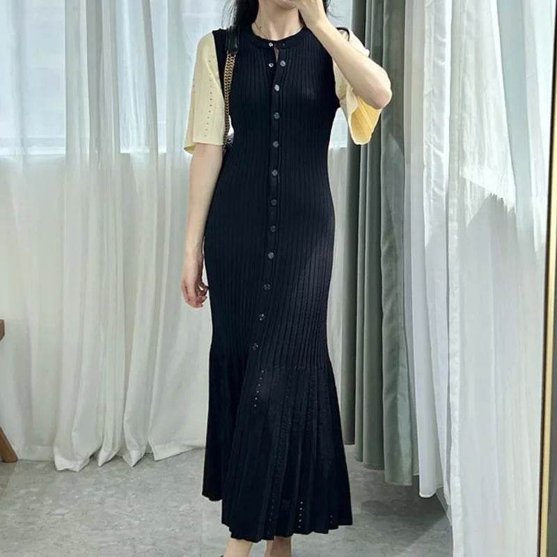 Elegant Summer Knitted Mermaid Dress - Cotton Blend A-Line Fashion - Buy Center US