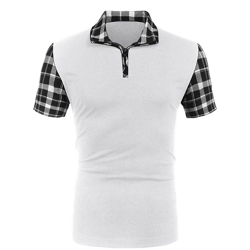 Summer 2024 Oversized Checkered Short Sleeve Polo - Casual Men's T-Shirt - Buy Center US