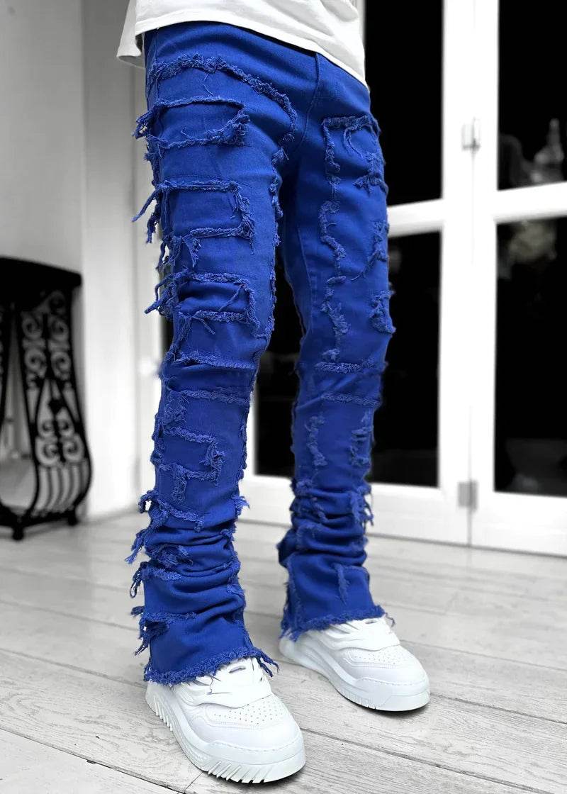 Men's Ripped Slim Fit Jeans - Distressed Denim Pants for Streetwear - Buy Center US