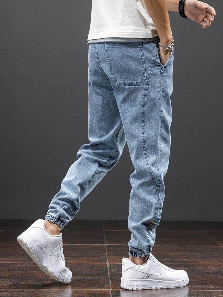 Anbican Men's Black Blue Cargo Jeans - Casual Harem Jogger Pants - Buy Center US
