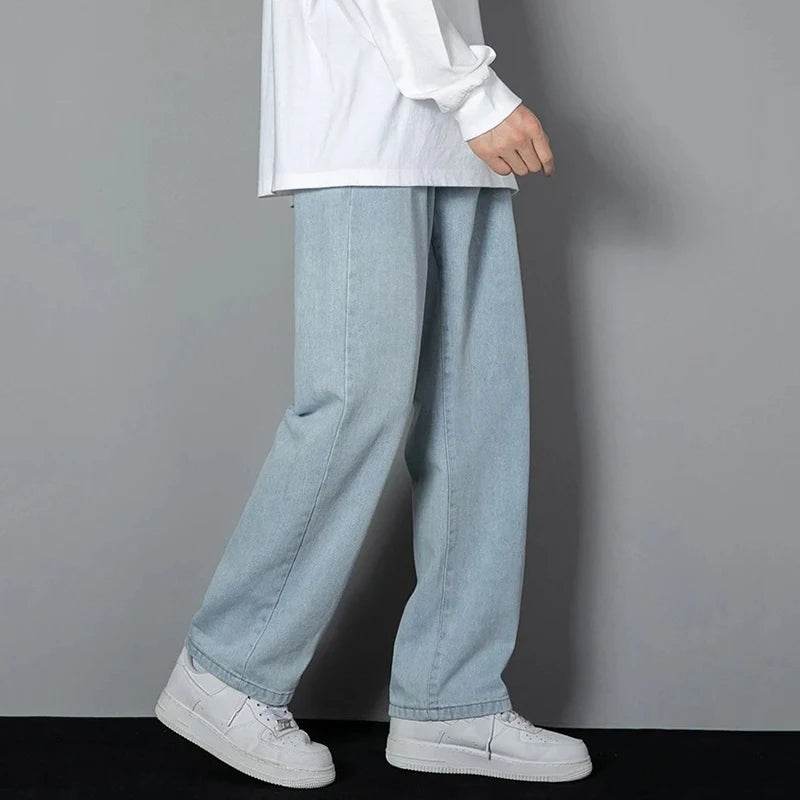 Men's Straight Leg Casual Jeans - Baggy Korean Streetwear Denim - Buy Center US