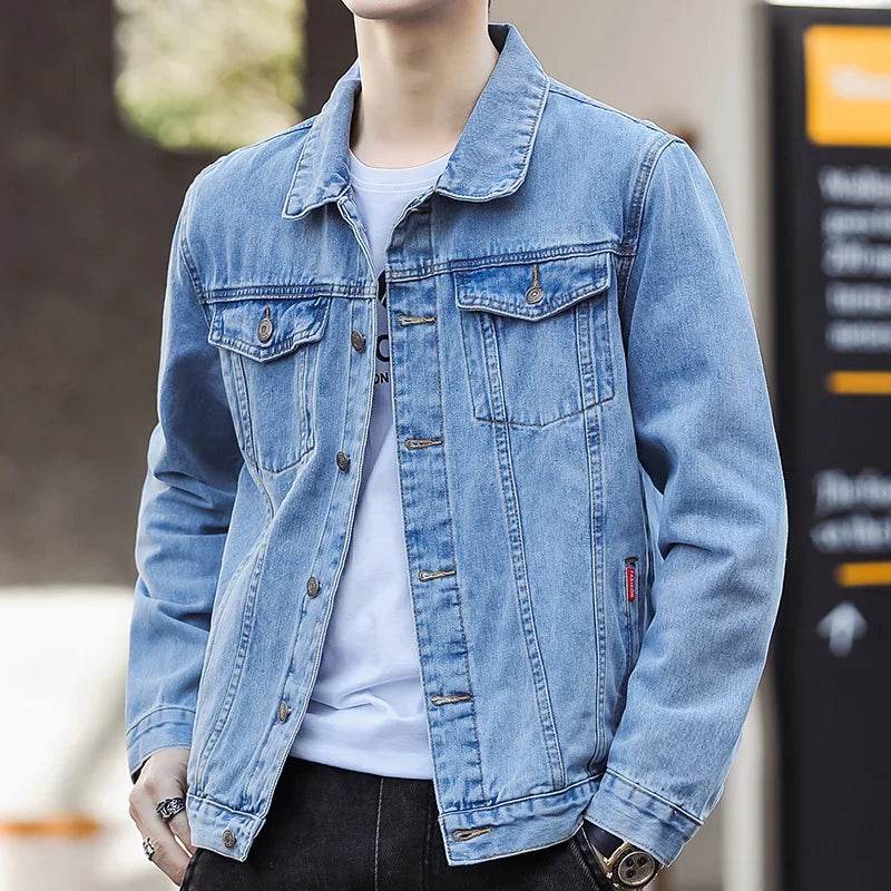 Hip-Hop Men's Denim Jacket - Casual Cotton Slim Fit Cowboy Style Coat - Buy Center US