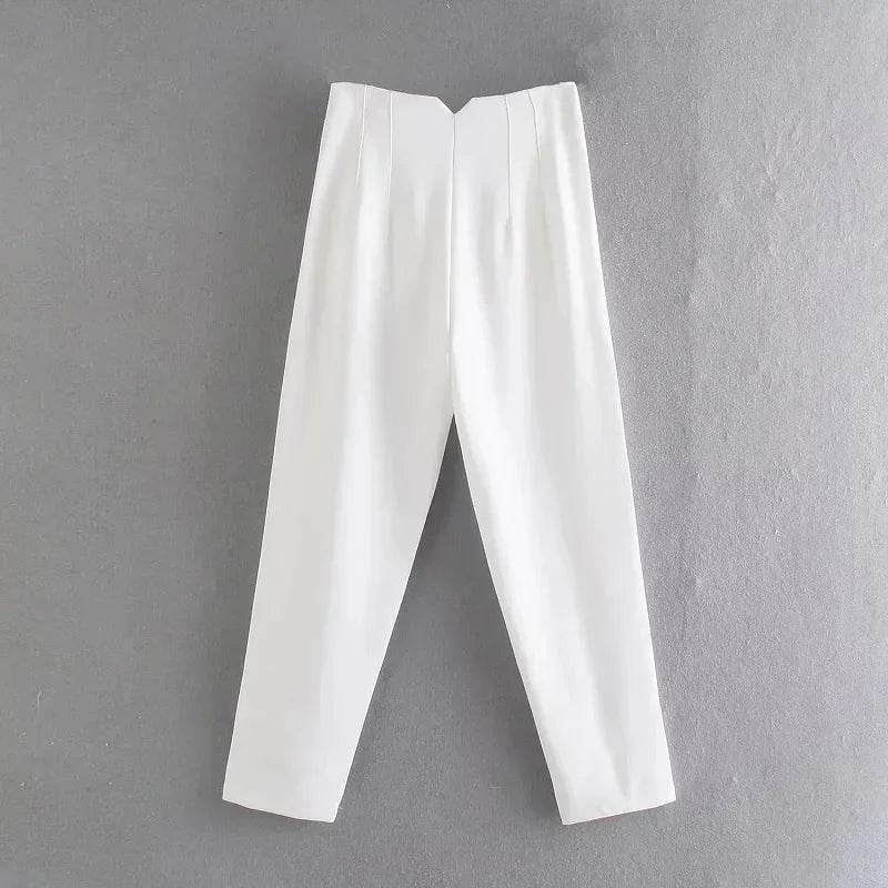 TRAF Women's High Waist Trousers - Formal & Casual Cropped Pants - Buy Center US