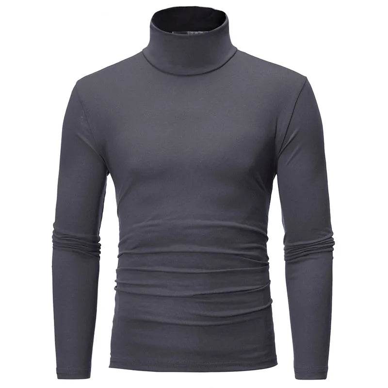 Bigsweety Men's Turtleneck Pullover - Solid Color Slim Fit for Spring - Buy Center US