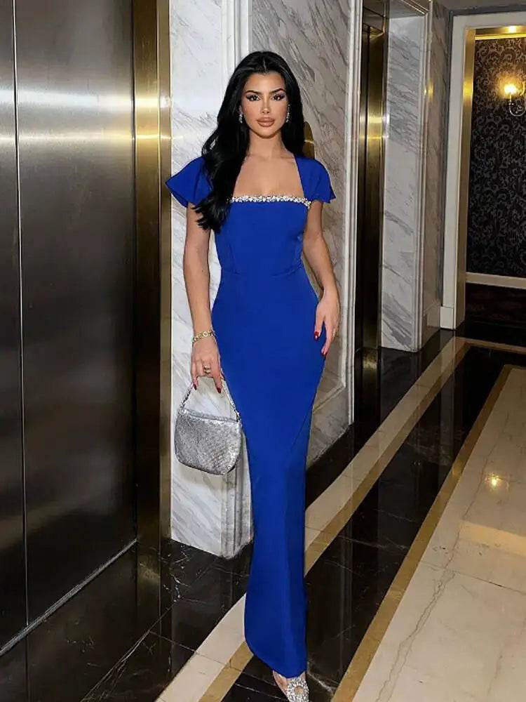 Hashupha Women's Diamonds Bandage Dress - Floor Length Bodycon Style - Buy Center US