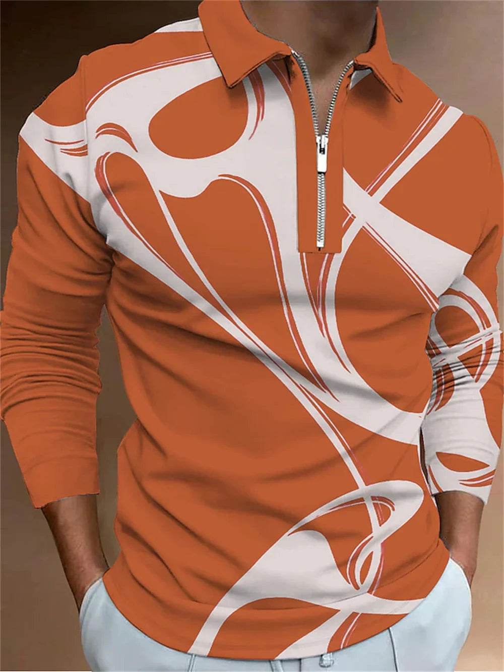 Vintage Black and White Striped Zipper Polo Shirt for Men - Summer Casual Style - Buy Center US