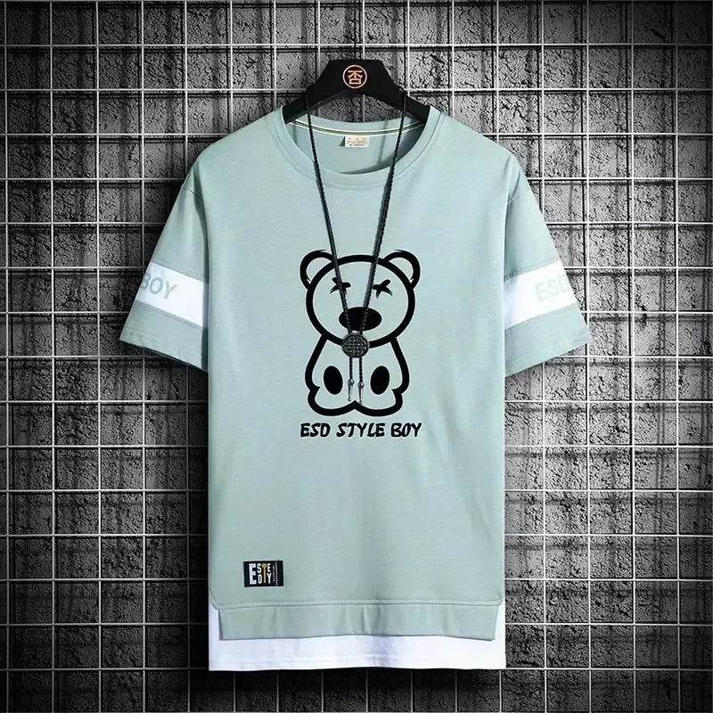XMSFTD Men's Korean Style Oversized T-Shirt - Casual Short Sleeve Top - Buy Center US