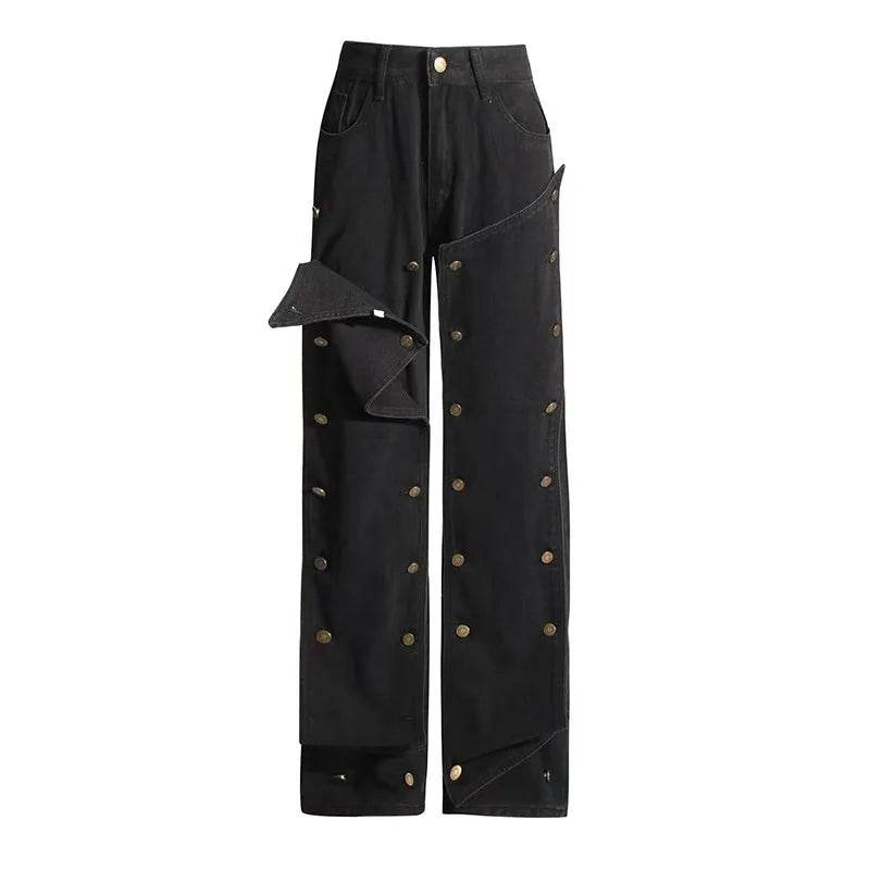 High Street Women’s Wide Leg Denim Pants - Cargo Cutout Style - Buy Center US