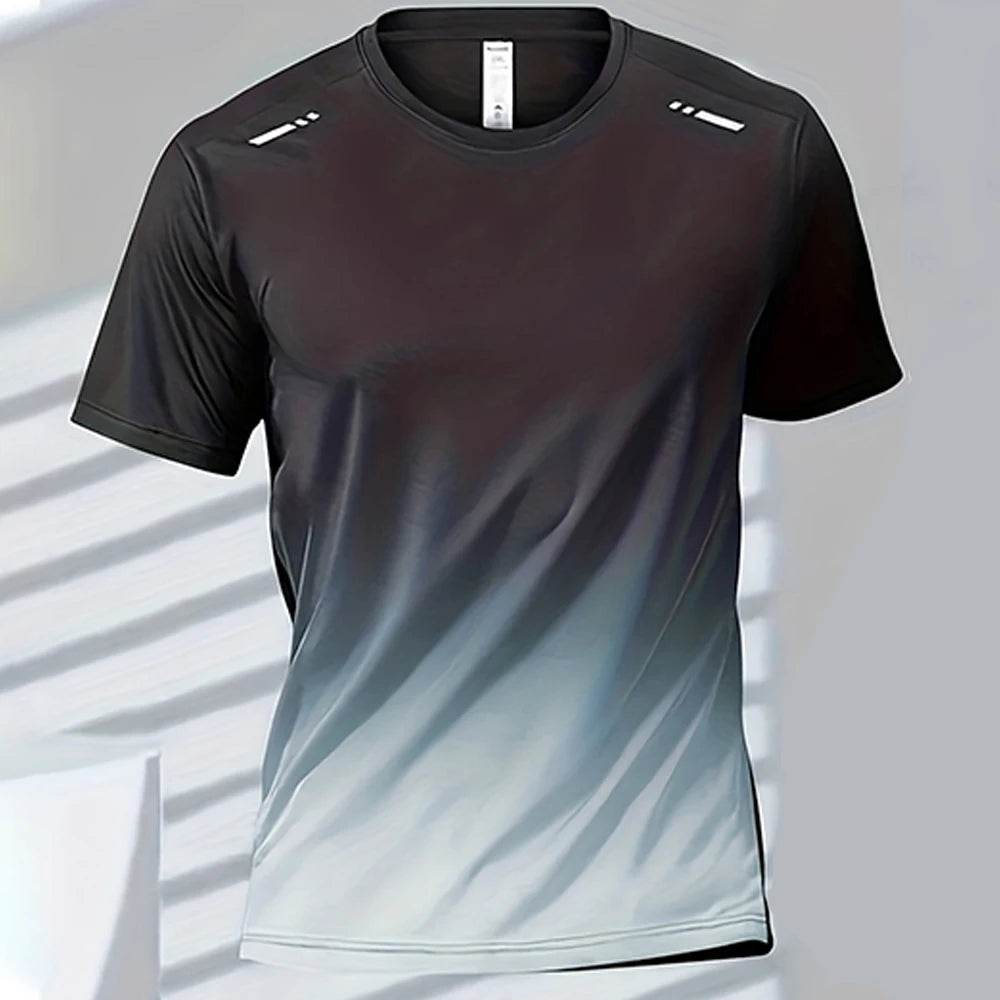 Men's Quick-Dry Gradient Sports T-shirt - Lightweight Short Sleeve Tee - Buy Center US
