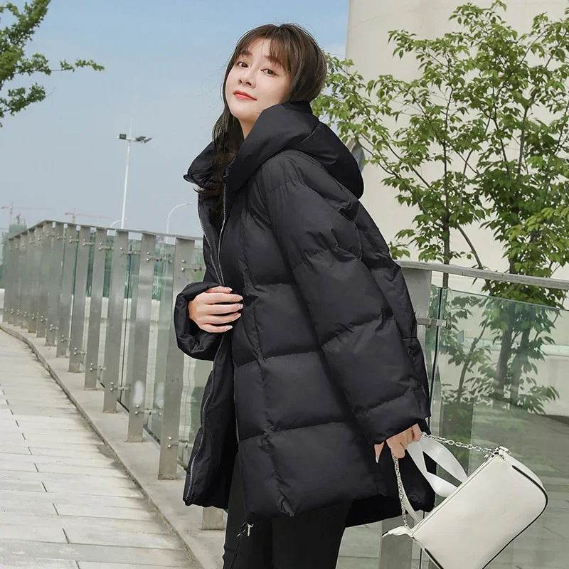 Estceque Women's Winter Puffer Jacket - Hooded, Long, Zipper Closure - Buy Center US