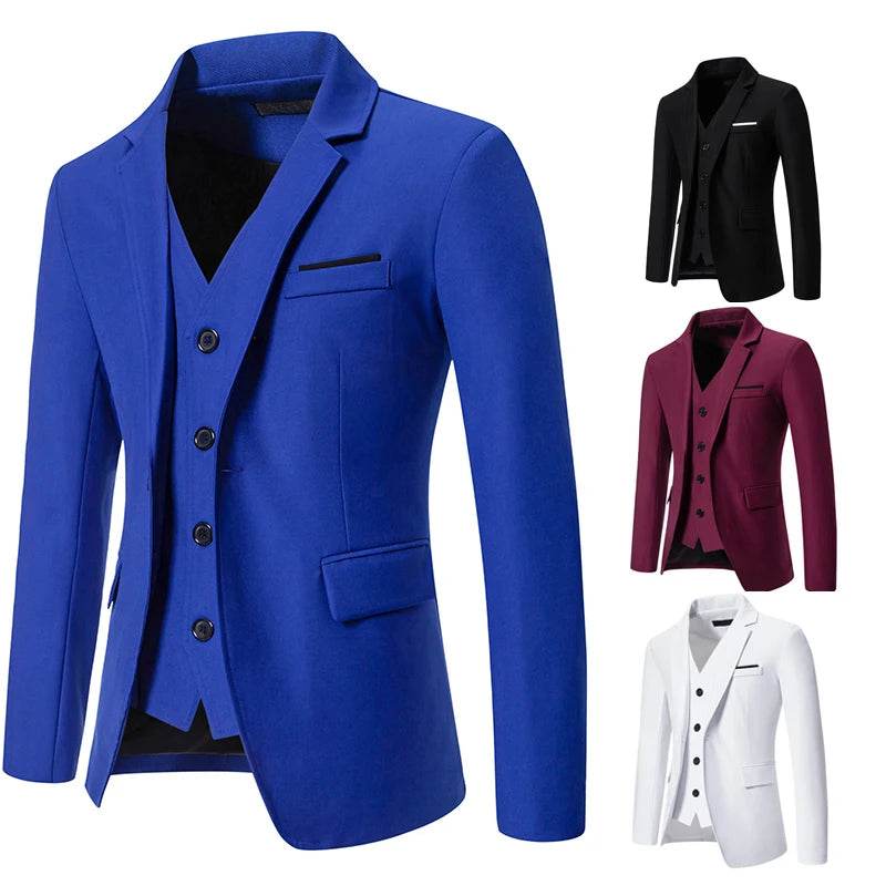 Men's Slim Fit Blazer - Comfortable Solid Color for Business & Casual Wear - Buy Center US