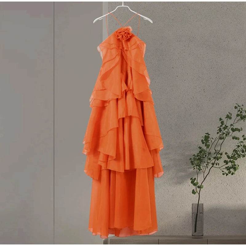 LLYGE Women's Beach Layer Ruffles Maxi Dress - Backless & Slim Fit - Buy Center US