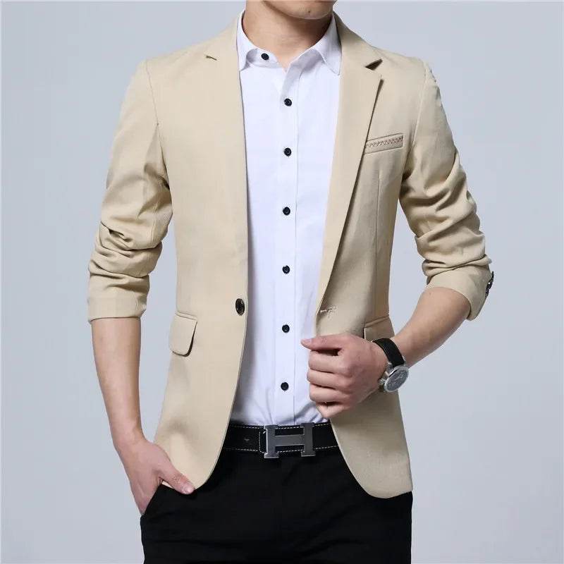 FAVOCENT Casual Men’s Blazer - Slim Fit Cotton Jacket for Spring & Autumn - Buy Center US