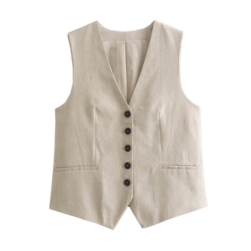 ZERAIN Women's Summer V-Neck Sleeveless Vest & High Waisted Shorts - Buy Center US