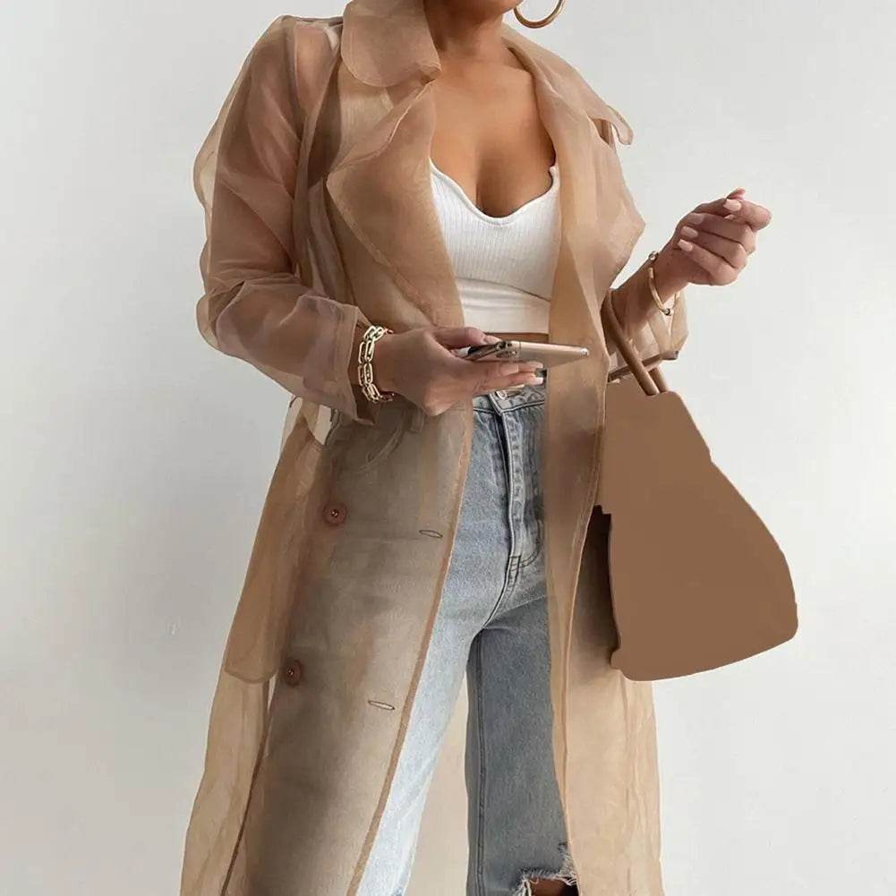 SANWOOD Women's Mesh Jacket - Puff Sleeve Long Summer Coat - Buy Center US