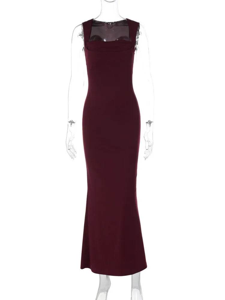 Mozision Square Collar Maxi Dress - Sexy Sleeveless High Waist Style - Buy Center US