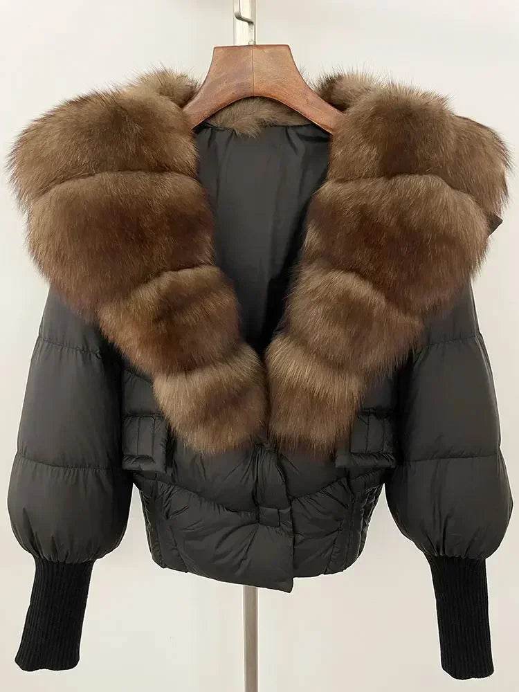 Elegant Casual Women’s Raccoon Fur Collar Coat - Winter Jacket 2024 - Buy Center US