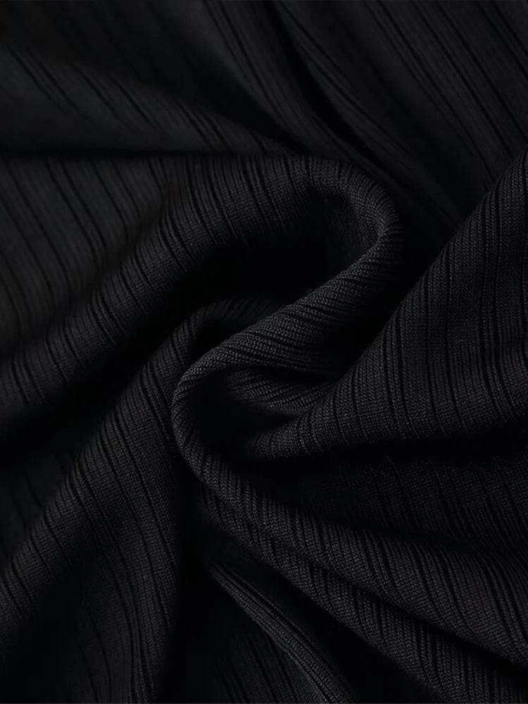 Elegant V-Neck Knitted Long Dress - Chic A-Line Patchwork Style - Buy Center US