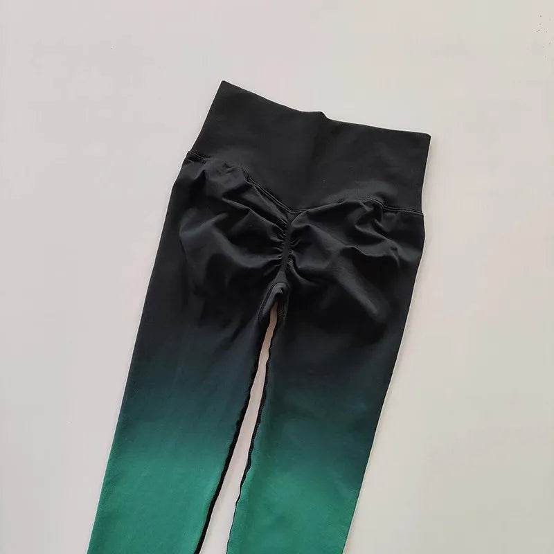 Women's High Waist Gradient Yoga Pants - Elastic Fit & Ankle-Length - Buy Center US
