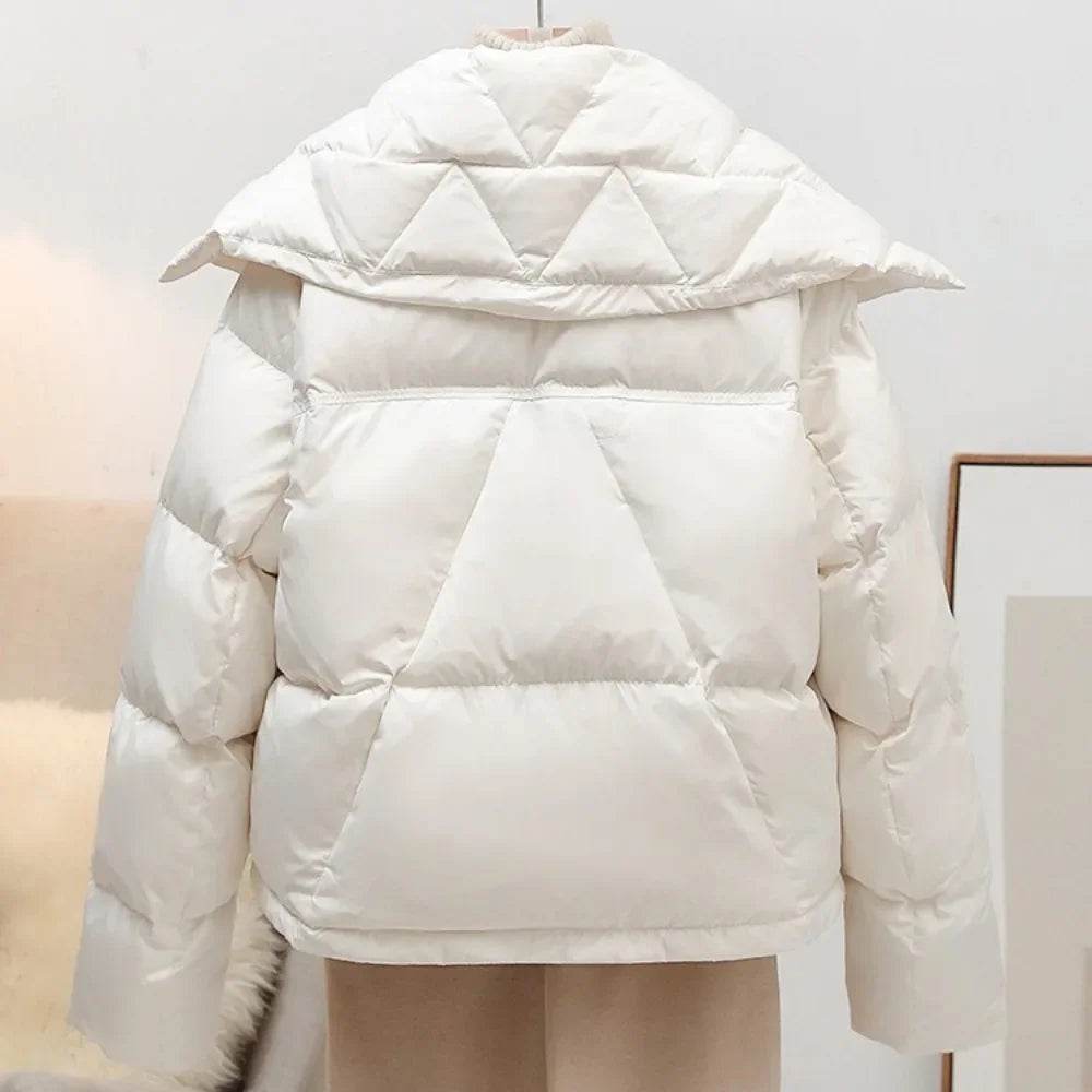 Women's Thickened White Duck Down Coat - Double Breasted Winter Style - Buy Center US