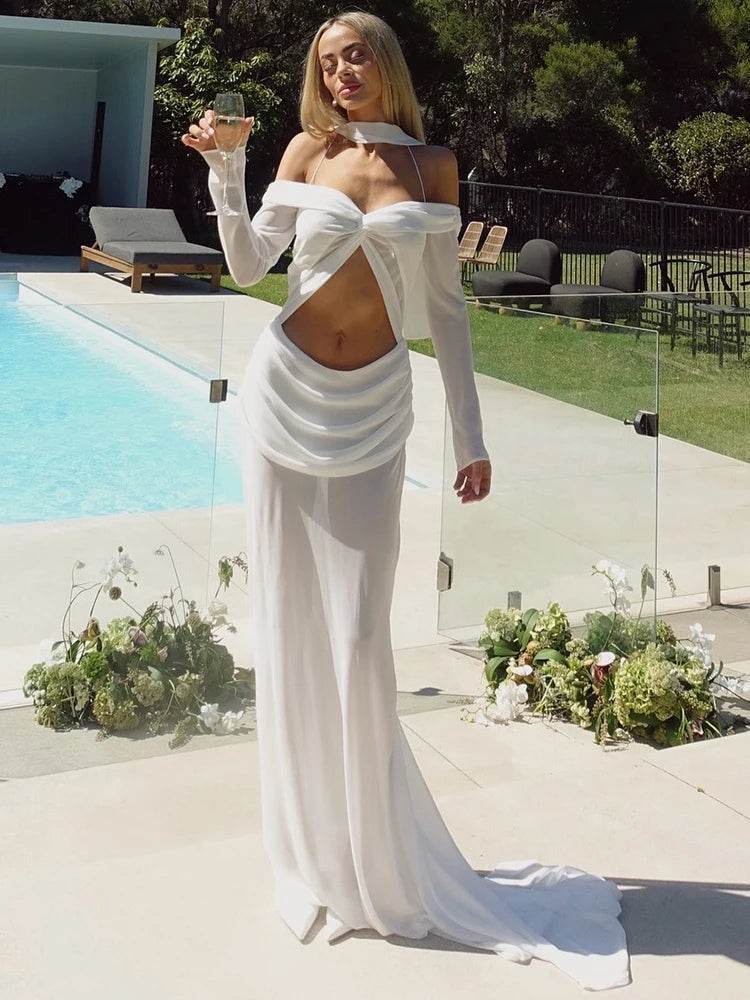 Mozision Sexy Hollow Out Maxi Dress - Strapless Elegant Halter Gown - Buy Center US