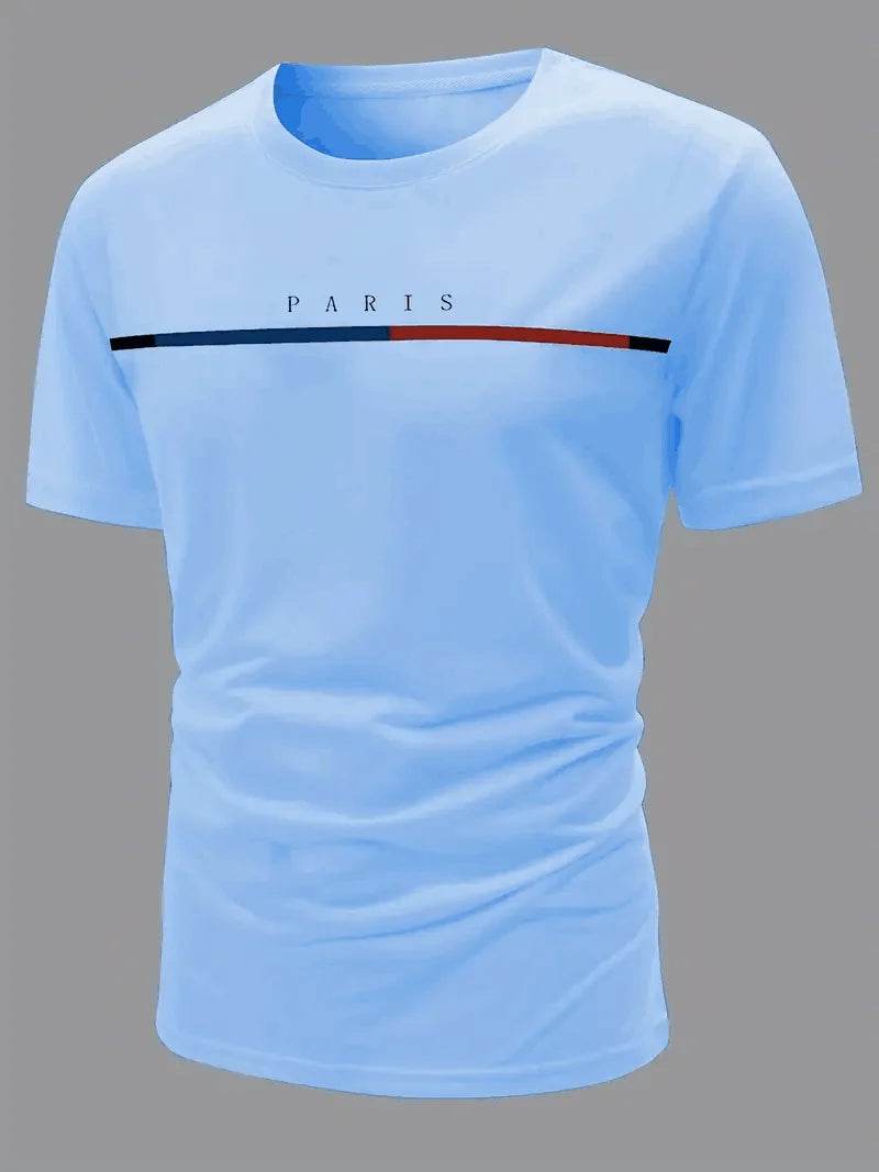 Men's Paris Pattern T-Shirt - Breathable Summer Casual Wear - Buy Center US