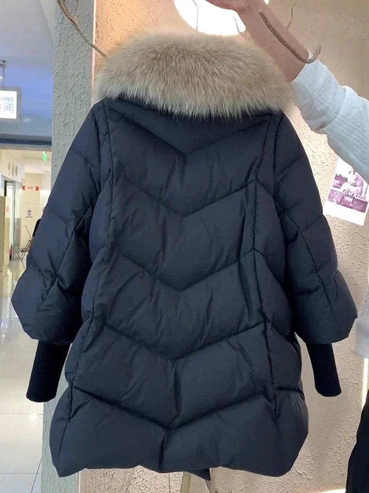 Women's Winter Down Jacket - 90% White Duck Down, Detachable Collar - Buy Center US