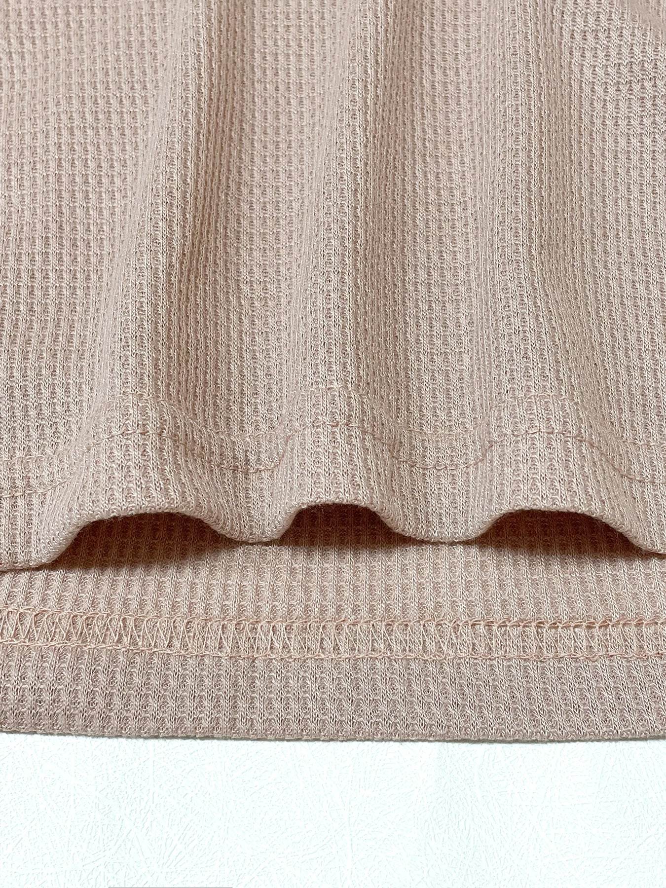Women's Waffle Textured Shorts Set - Breathable O-Neck Crop Top - Buy Center US