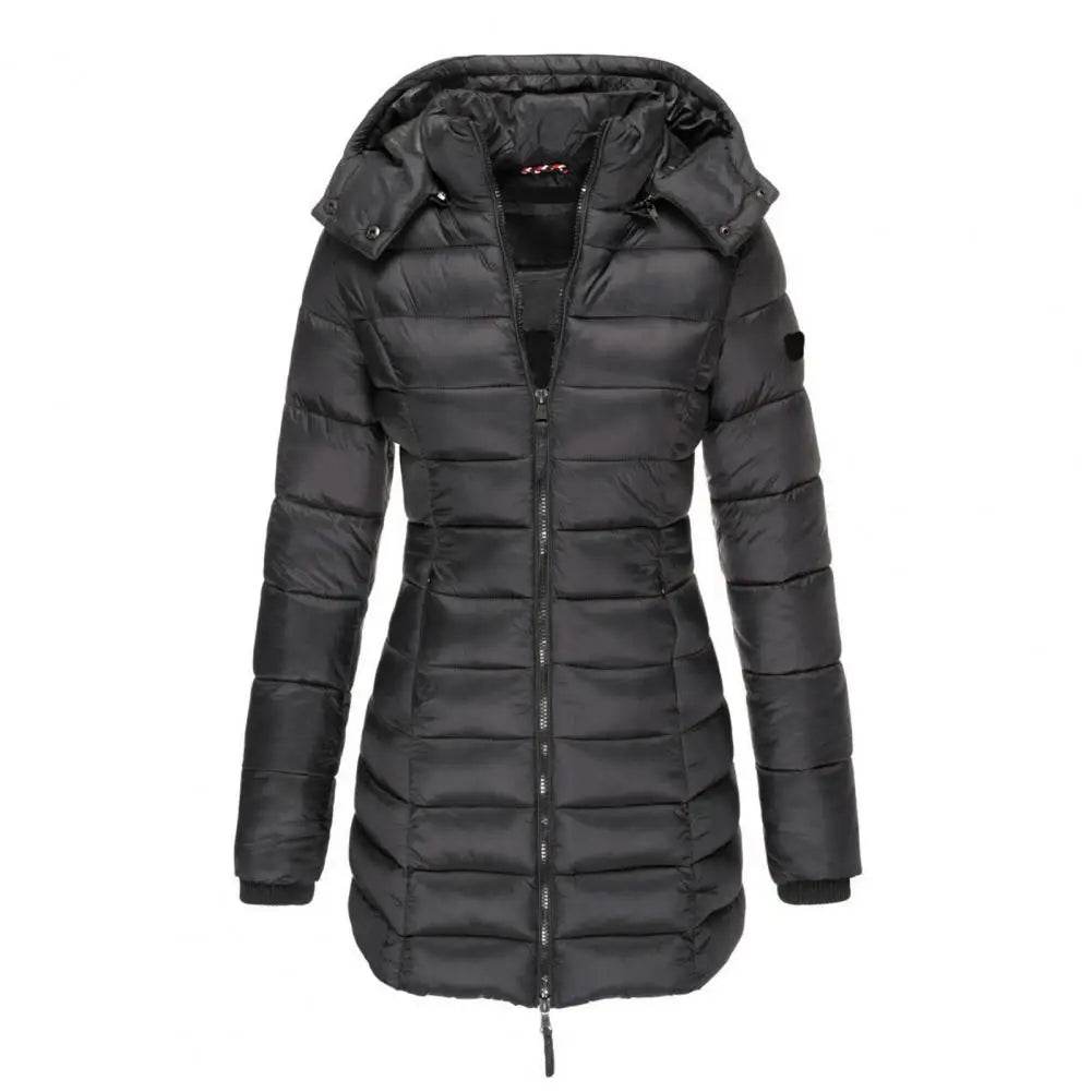 Korean Style Women's Quilted Cotton Coat - Hooded, Warm Parka - Buy Center US