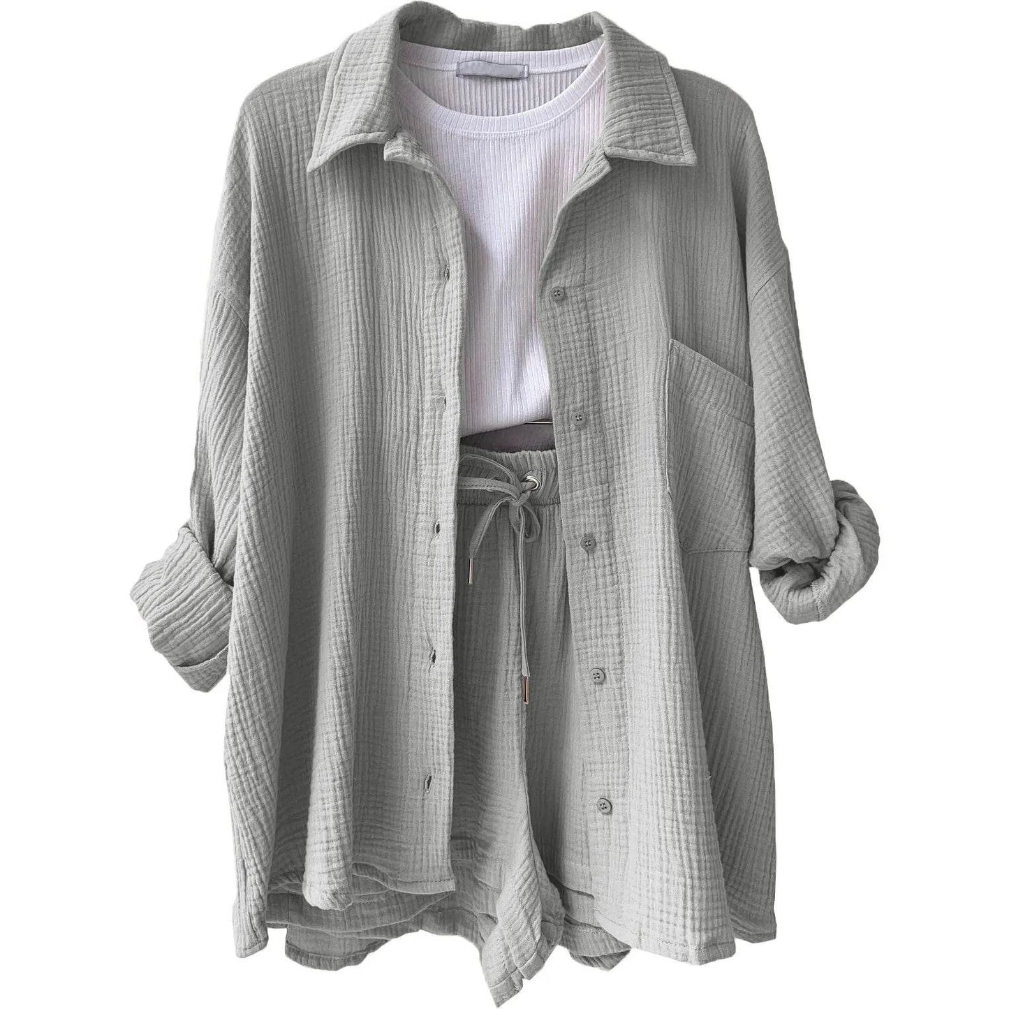 DANXRUHA Women's Muslin Suit Short Set - Casual Spring Outfit - Buy Center US