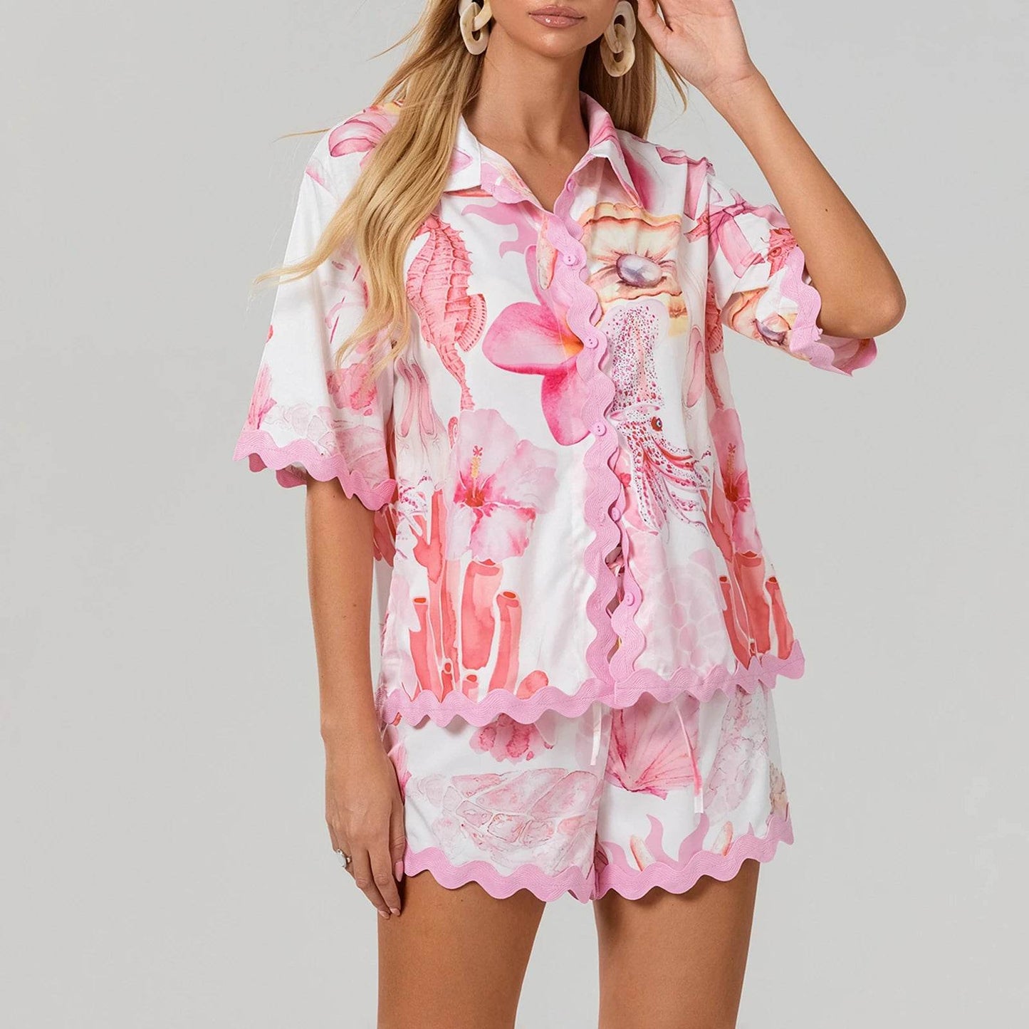 Hirigin Women's Summer 2 Piece Lounge Set - Short Sleeve & Shorts - Buy Center US