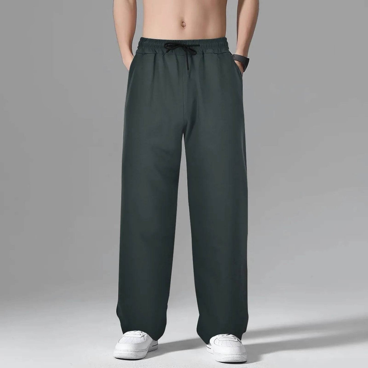 Men's Loose Fit Casual Trousers - Deep Pockets, Wide Leg Design - Buy Center US