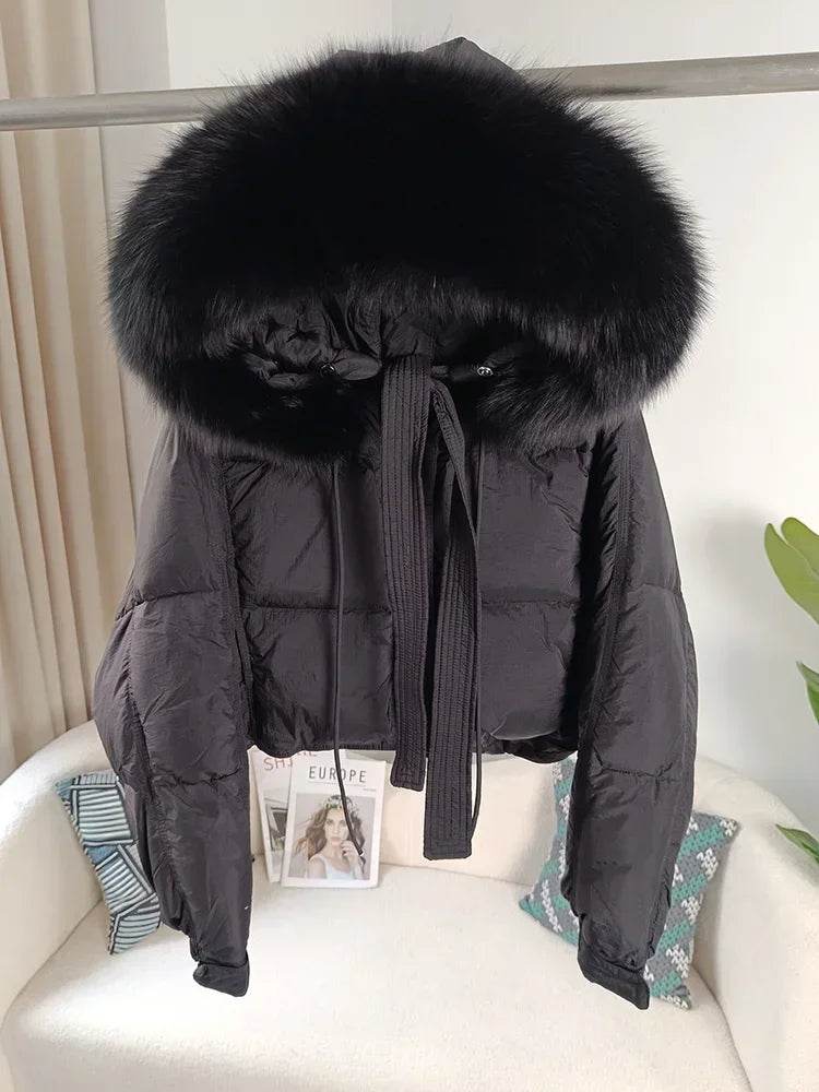 Stylish Women's Winter Jacket - Detachable Fox Fur Hooded Outerwear - Buy Center US