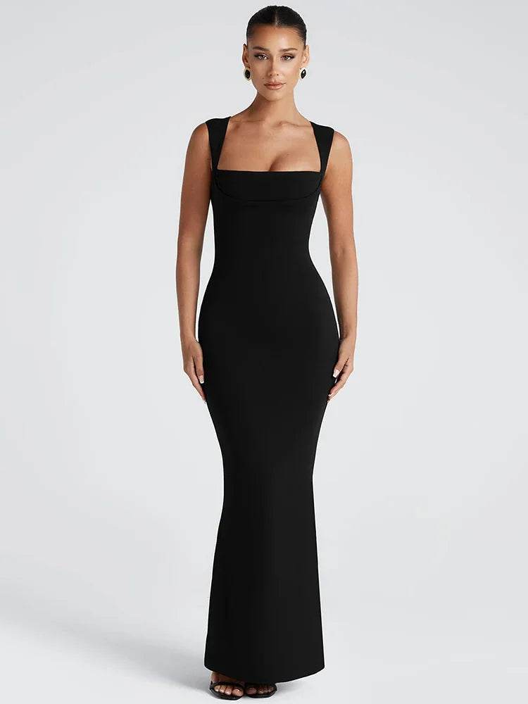 Mozision Square Collar Maxi Dress - Sexy Sleeveless High Waist Style - Buy Center US
