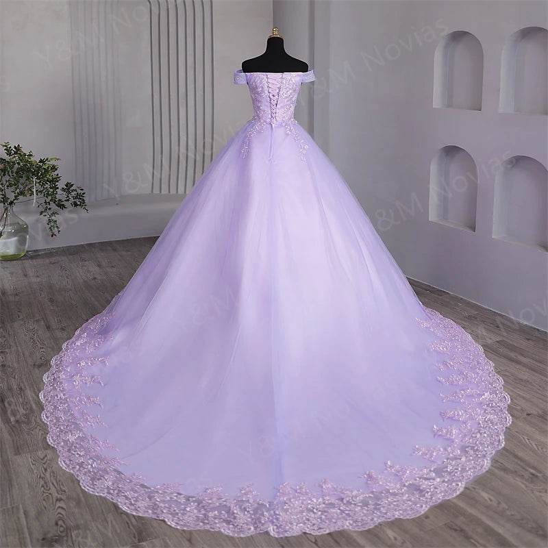 Y&M Customized Pink Sweet 16 Quinceanera Dress - Off Shoulder Ball Gown - Buy Center US