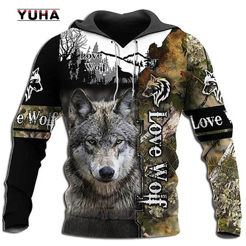 Retro Wolf Tattoo Vegvisir Hoodie - Black & White 3D Print for Men - Buy Center US