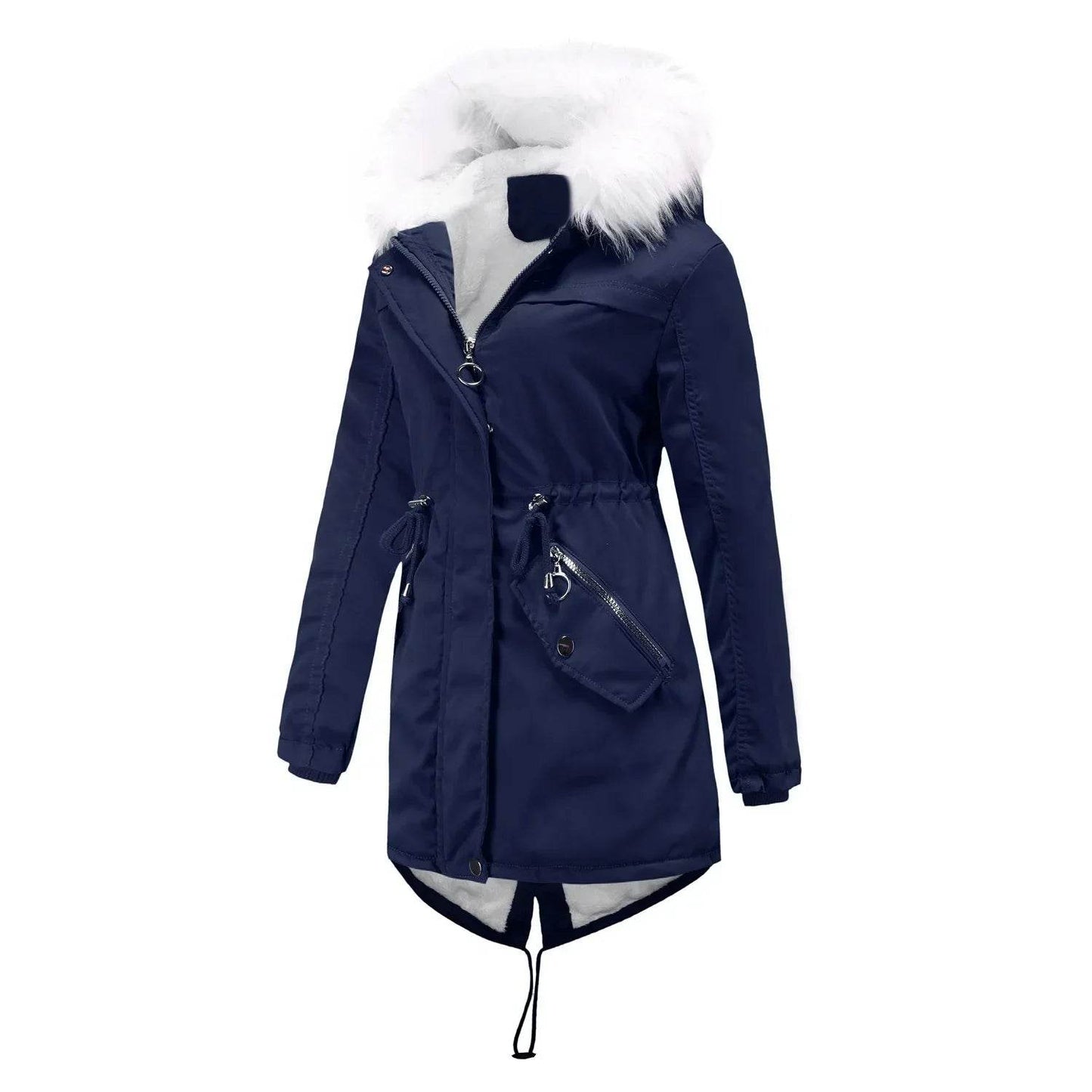 Kalenmos Women's Mid-Length Parka Coat - Hooded, Fur Collar, Casual - Buy Center US