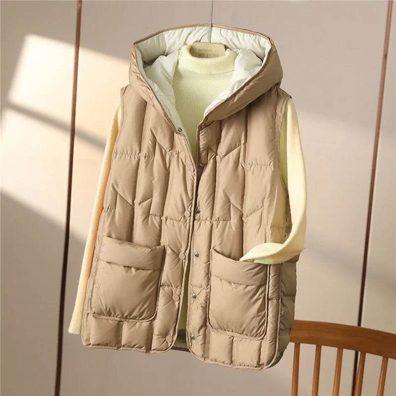 Women's 90% White Duck Down Sleeveless Vest - Autumn/Winter Fashion - Buy Center US