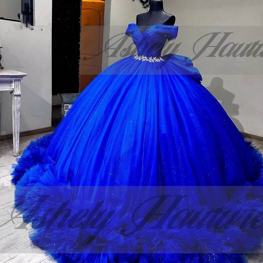Exquisite Royal Blue Quinceanera Dress - Off the Shoulder Ball Gown - Buy Center US