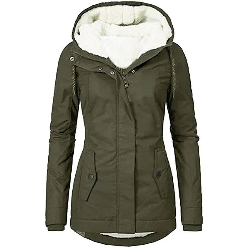 Kalenmos Women's Hooded Zipper Coat - Casual Thick Parka for Autumn - Buy Center US