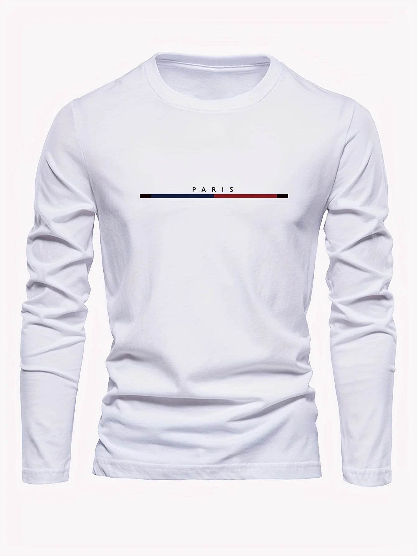 GUILAN Men's Cotton Summer Casual T-Shirt - Paris Print, Round Neck - Buy Center US