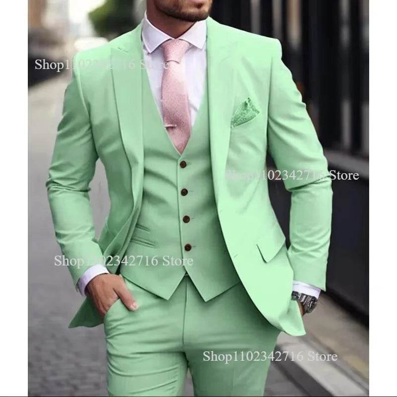 Luxury Pink Men’s Tuxedo Suit 3 Piece - Slim Fit Jacket, Pants & Vest - Buy Center US