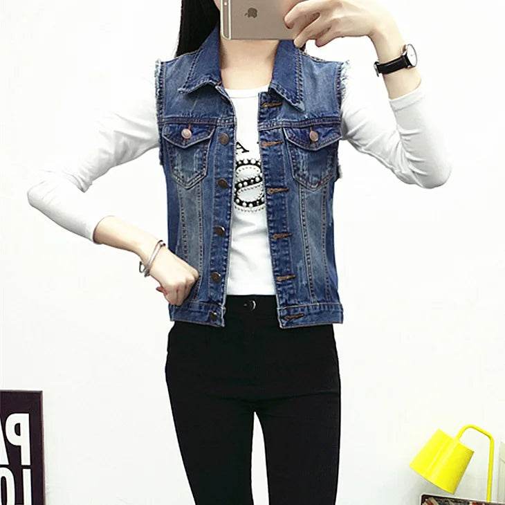 LDMSL Women's Sleeveless Denim Vest - Casual Spring Summer Top - Buy Center US