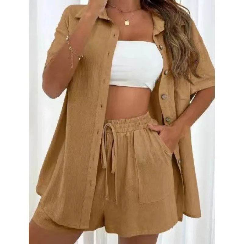 LCSKEREAL Women's Casual Cotton Linen Two-Piece Summer Set - Buy Center US