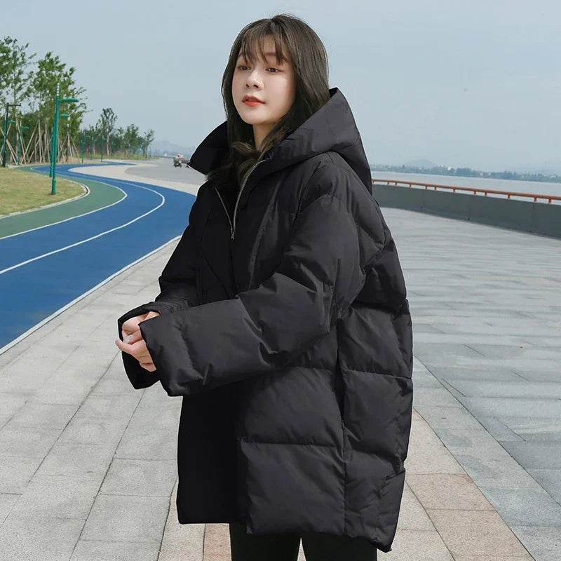 Estceque Women's Winter Puffer Jacket - Hooded, Long, Zipper Closure - Buy Center US