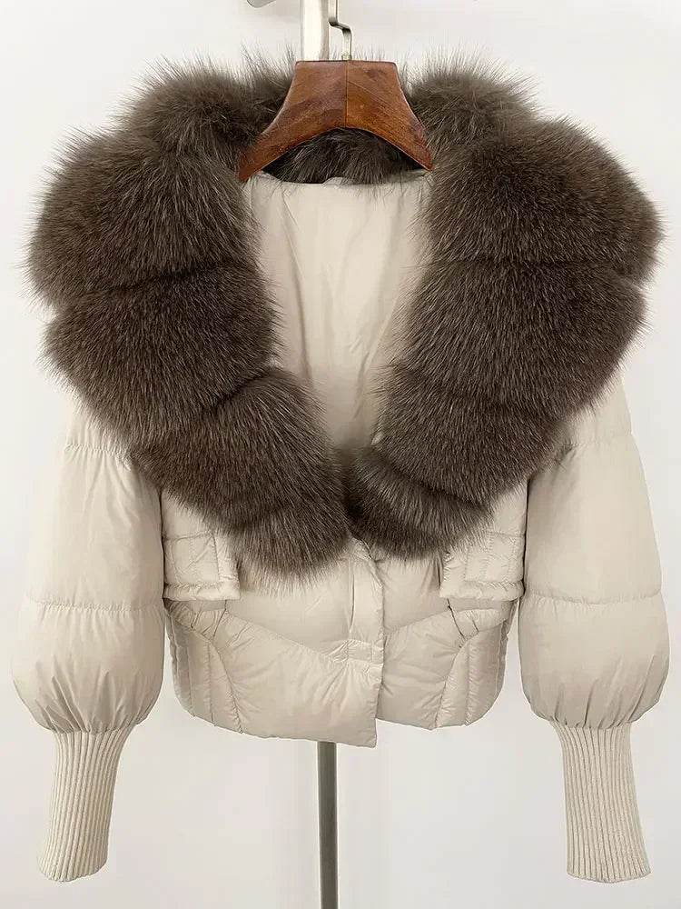 Elegant Casual Women’s Raccoon Fur Collar Coat - Winter Jacket 2024 - Buy Center US