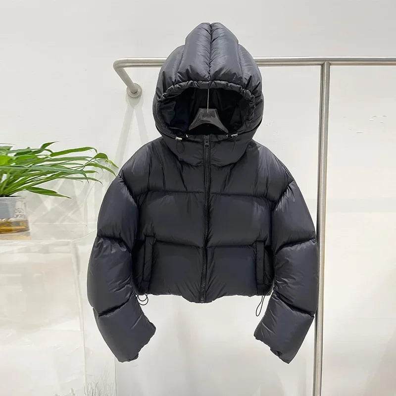 Women's Super Thick Hooded Puffer Coat - 90% White Duck Down - Buy Center US