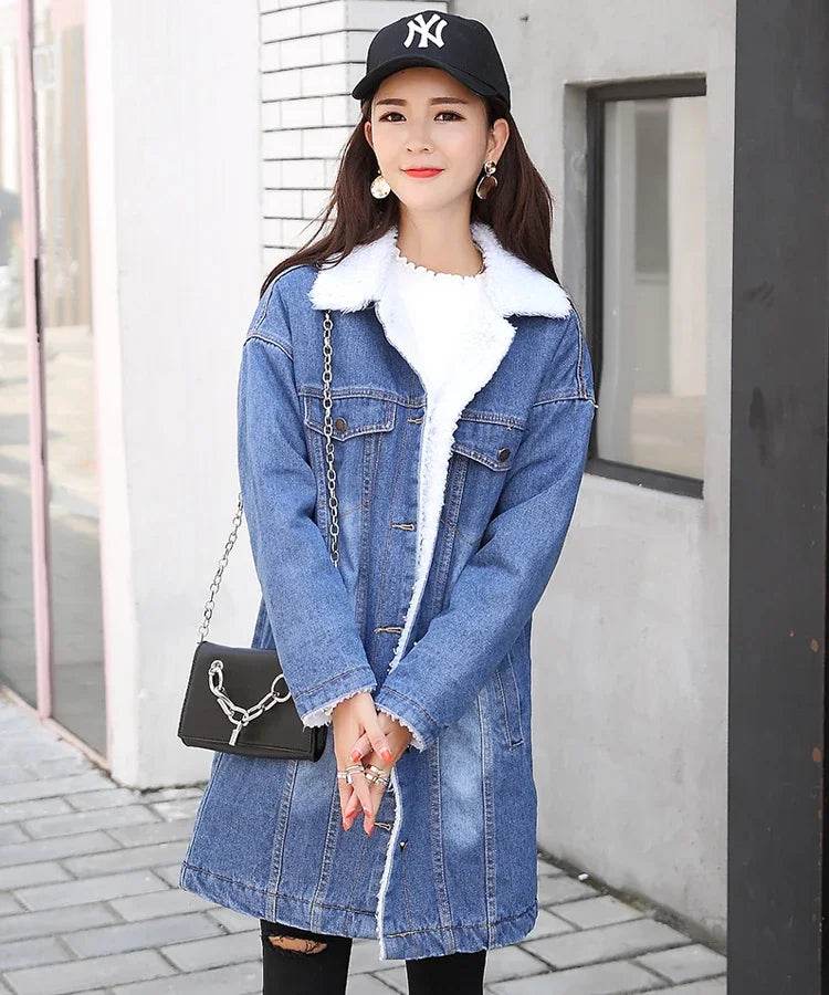 Kalenmos Women’s Denim Coat - Mid-Length Casual Maxi Jacket - Buy Center US